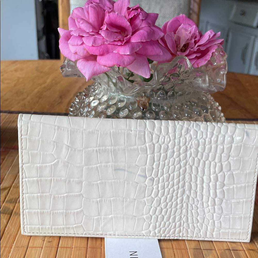 Brahmin Cream Croc-Embossed checkbook holder - Picture 3 of 6